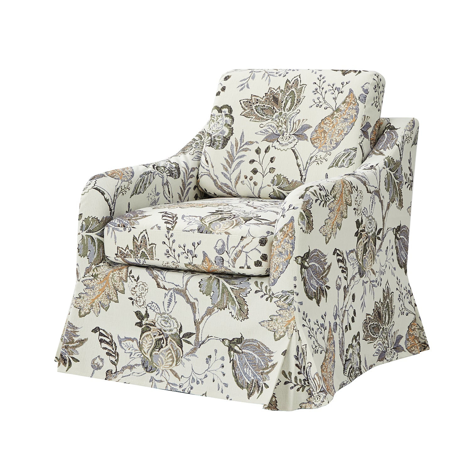 Alois Slipcovered Swivel Chair in Jeacobean