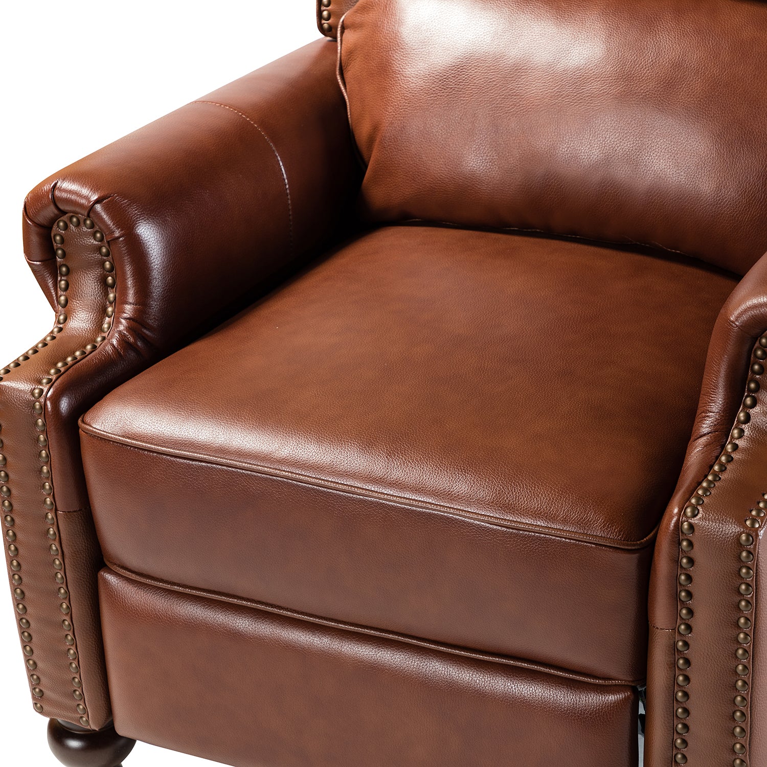Franco Genuine Leather Recliner in Brown
