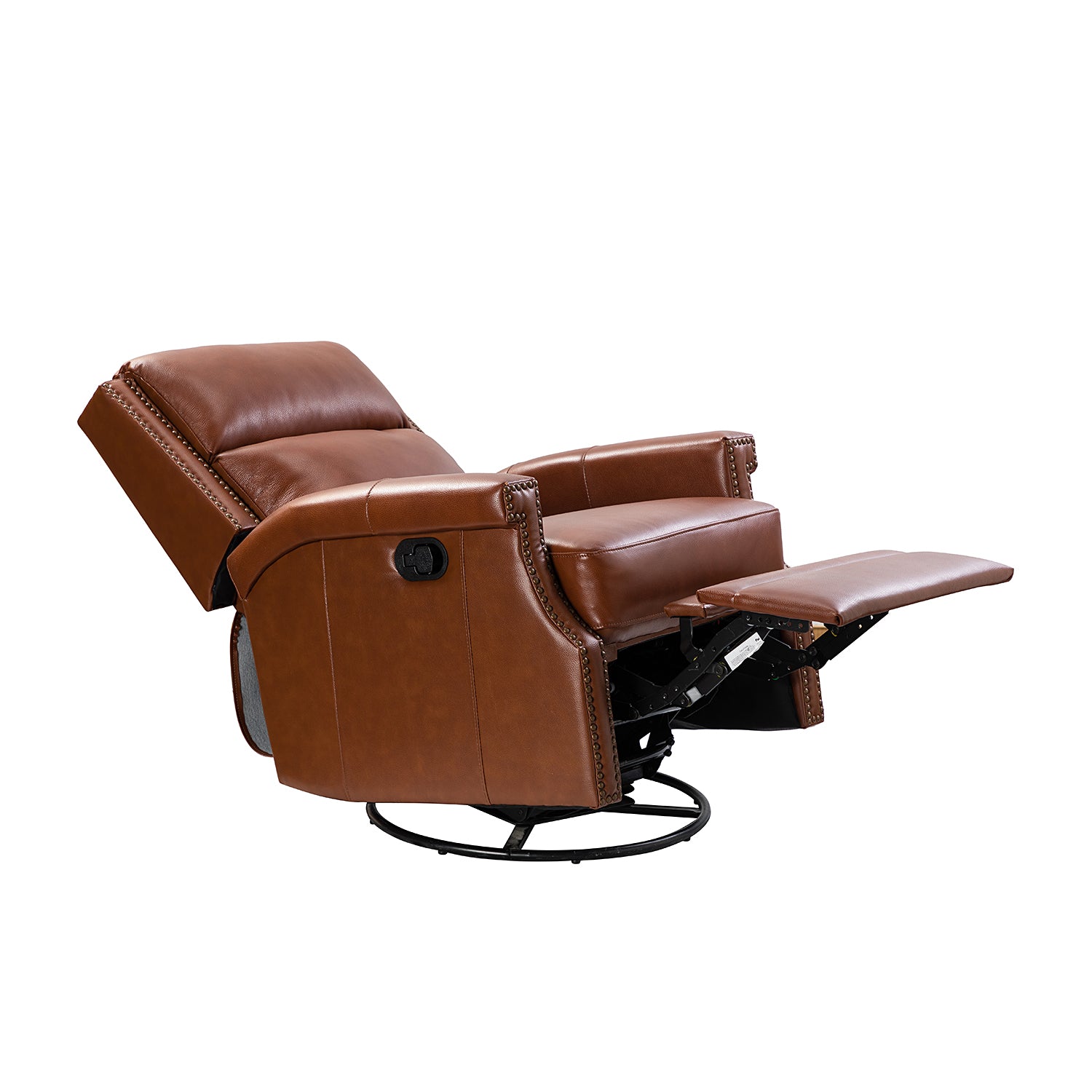 Louise Genuine Leather Swivel Rocker Recliner in Brown