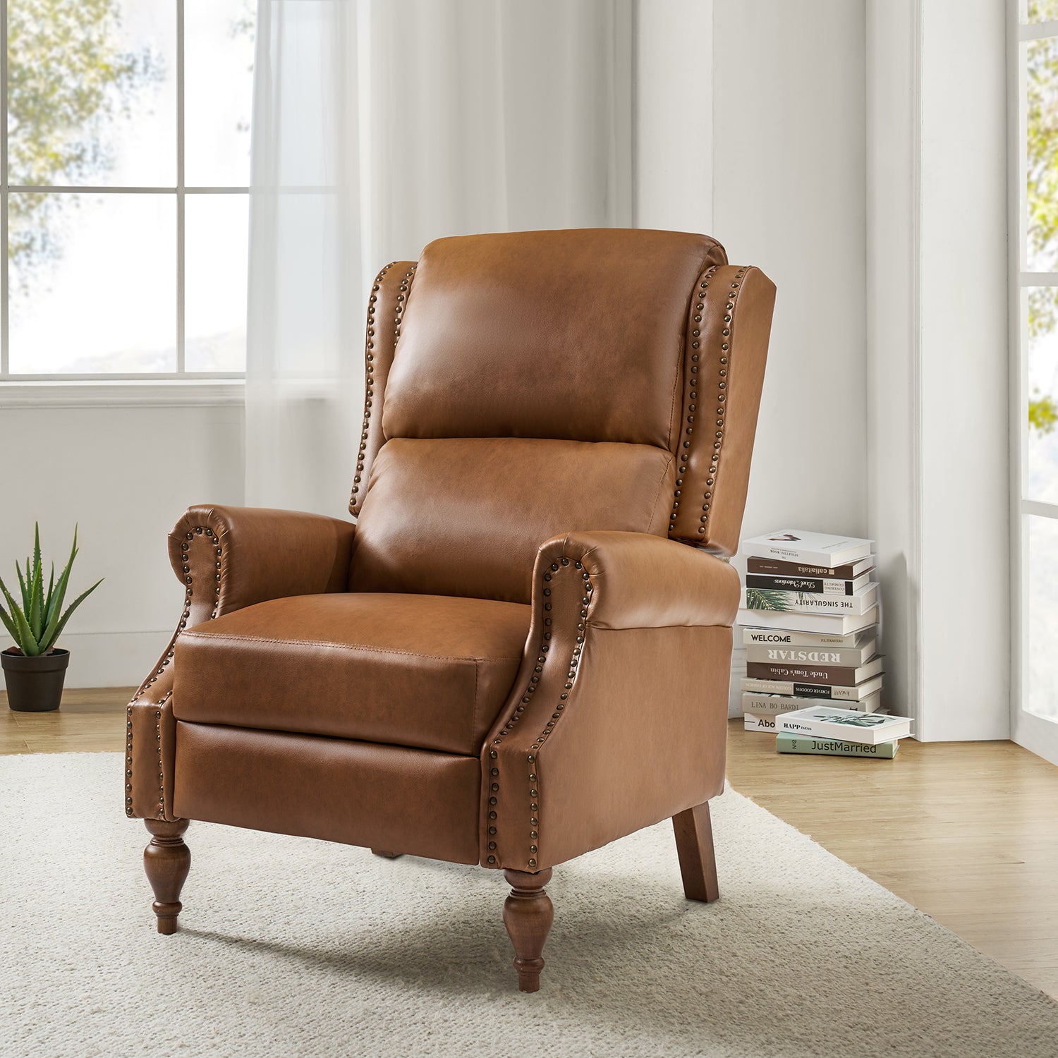 Rosalie Vegan Leather Manual Recliner in Camel