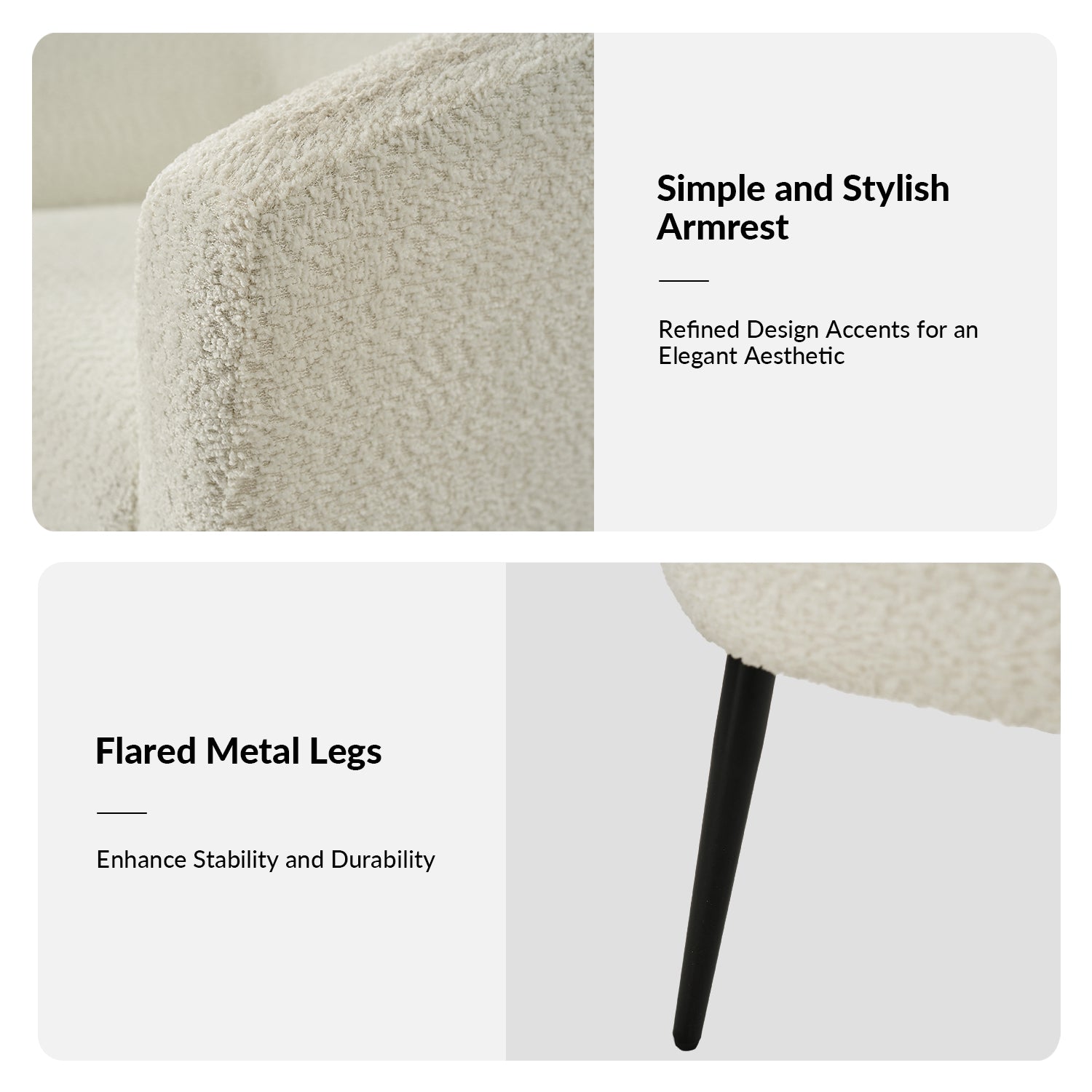 George Modern Boucle Armchair in Ivory