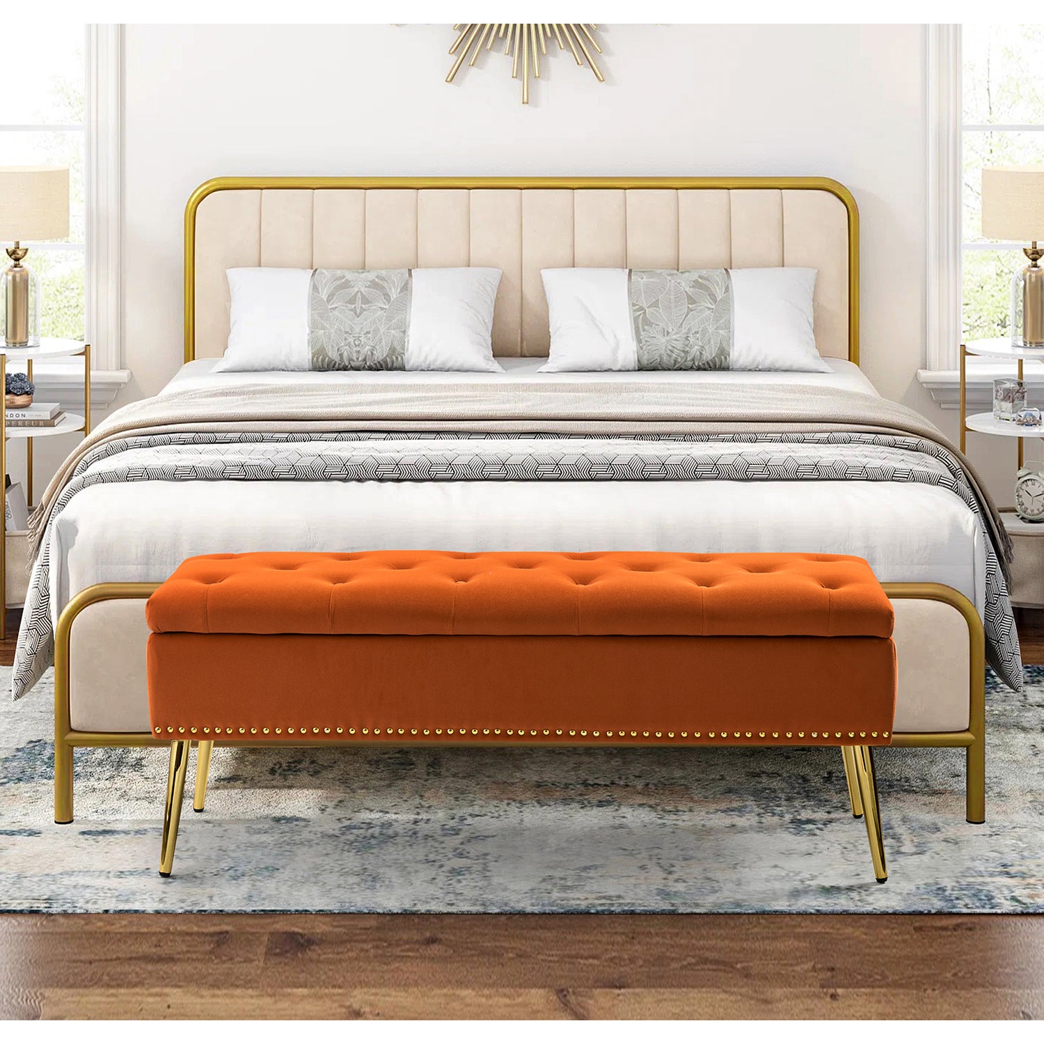 Achilles Storage Bench in Orange