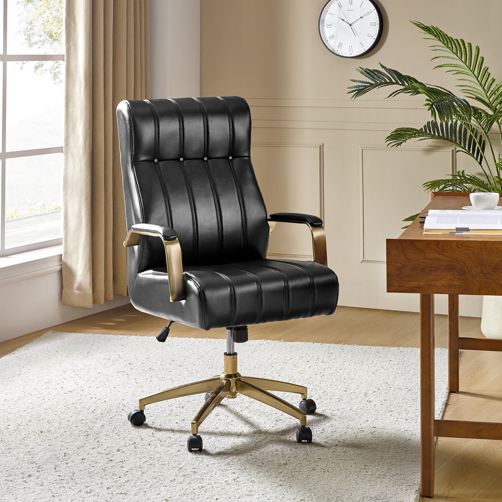 Conan Leather Ergonomic Executive Office Chair in Black