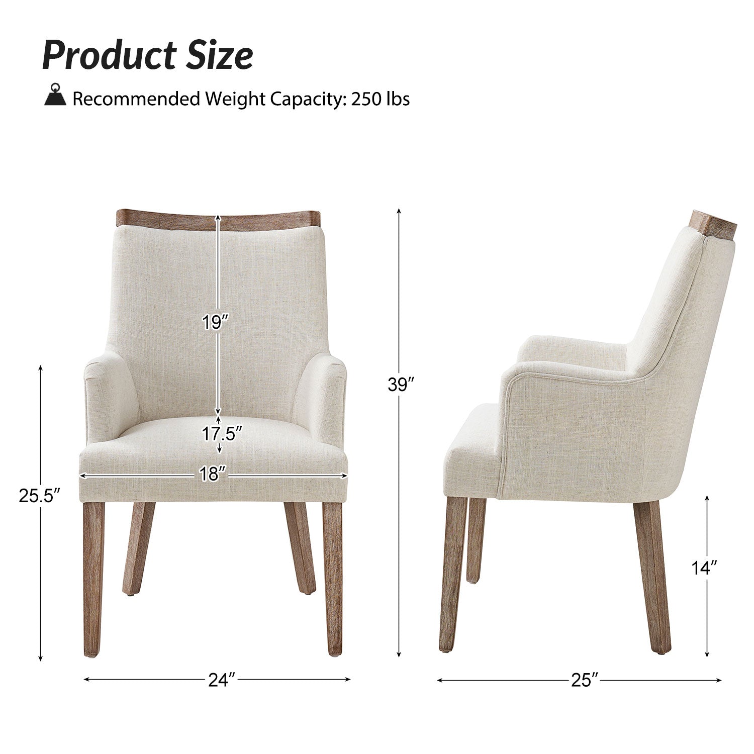 Albert Dining Chair Set of 2 in Ivory