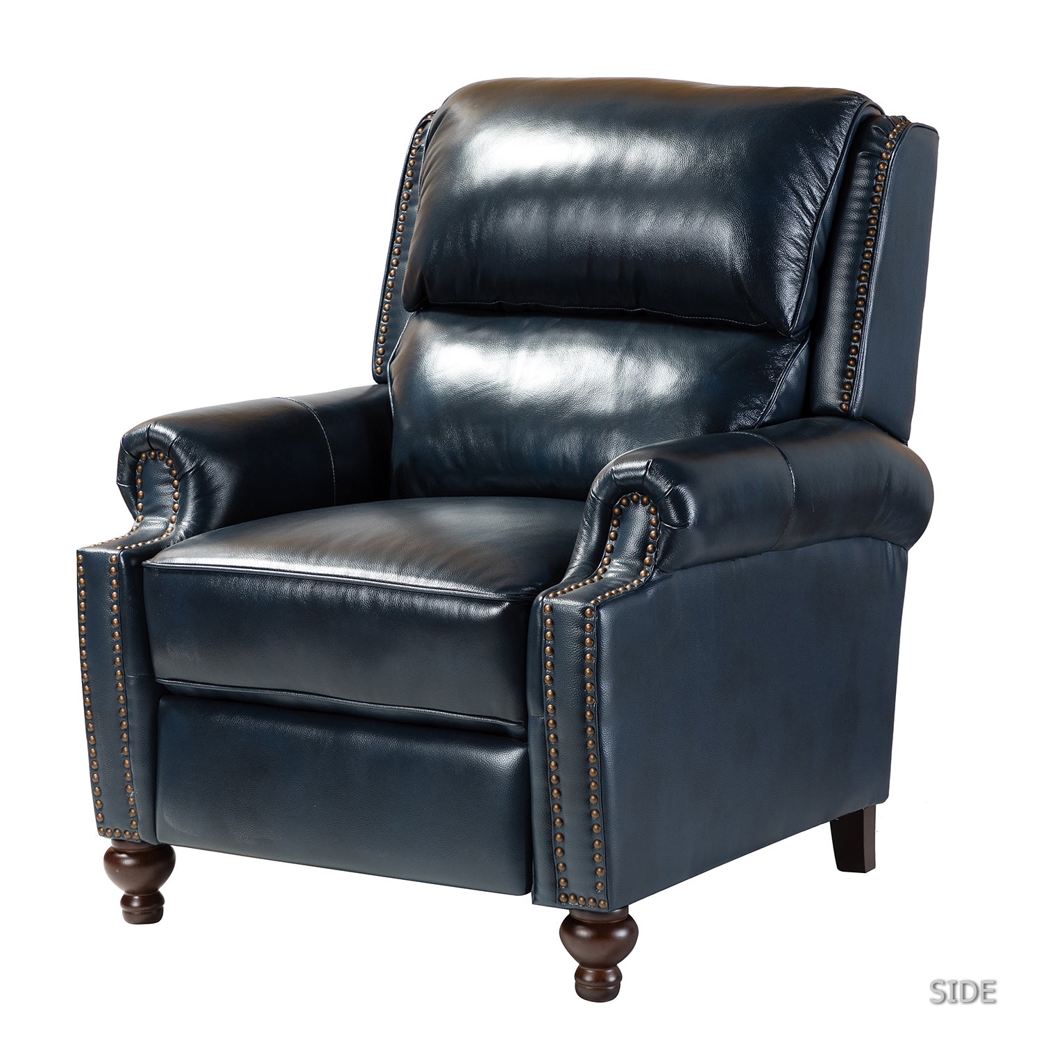 Franco Genuine Leather Recliner in Navy