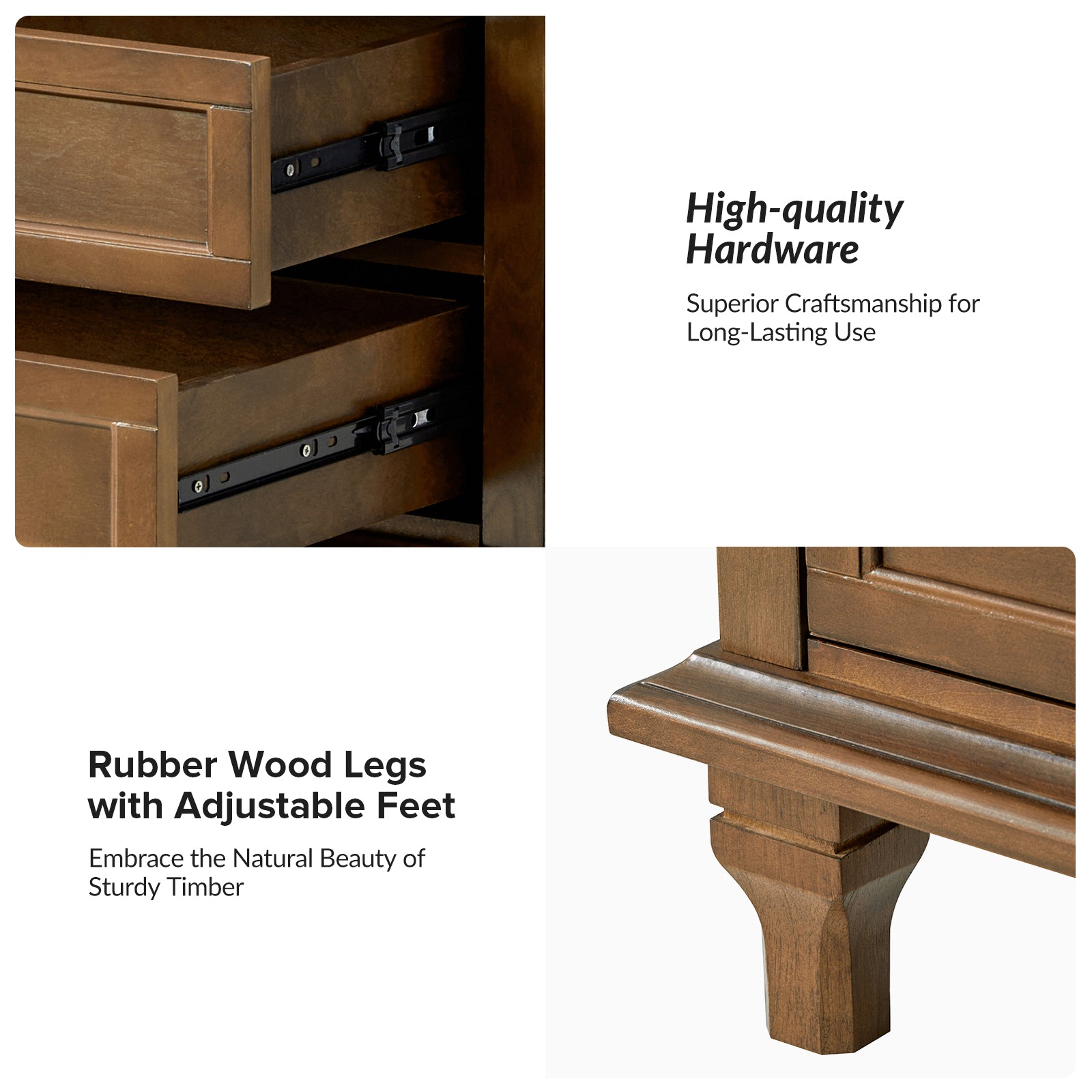 Dominic 3 - Drawer Nightstand with  Built-In Outlets-WALNUT in Walnut