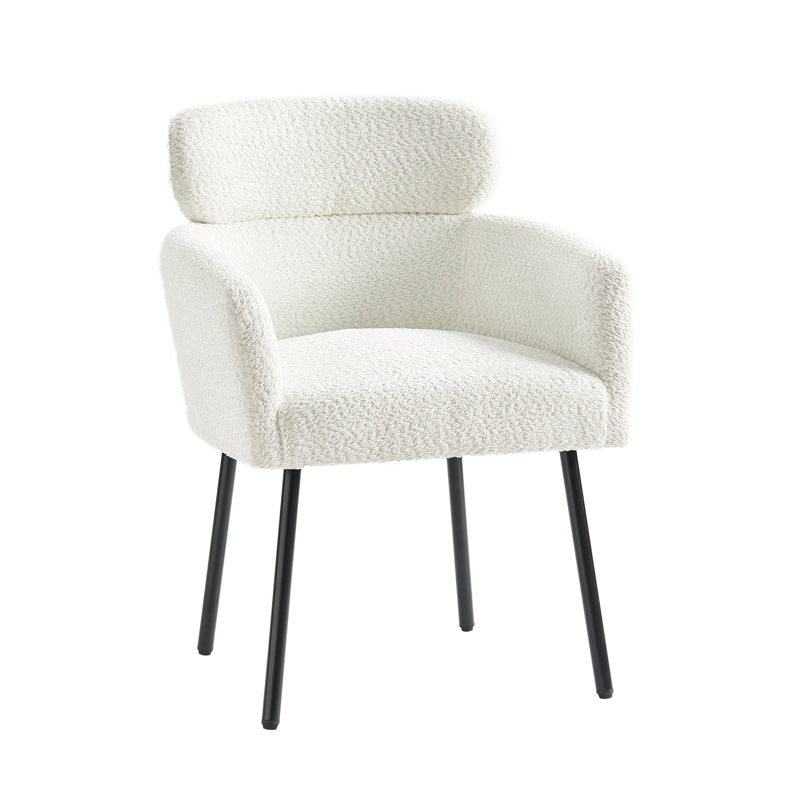 Adrian Boucle Dining Chair in Ivory