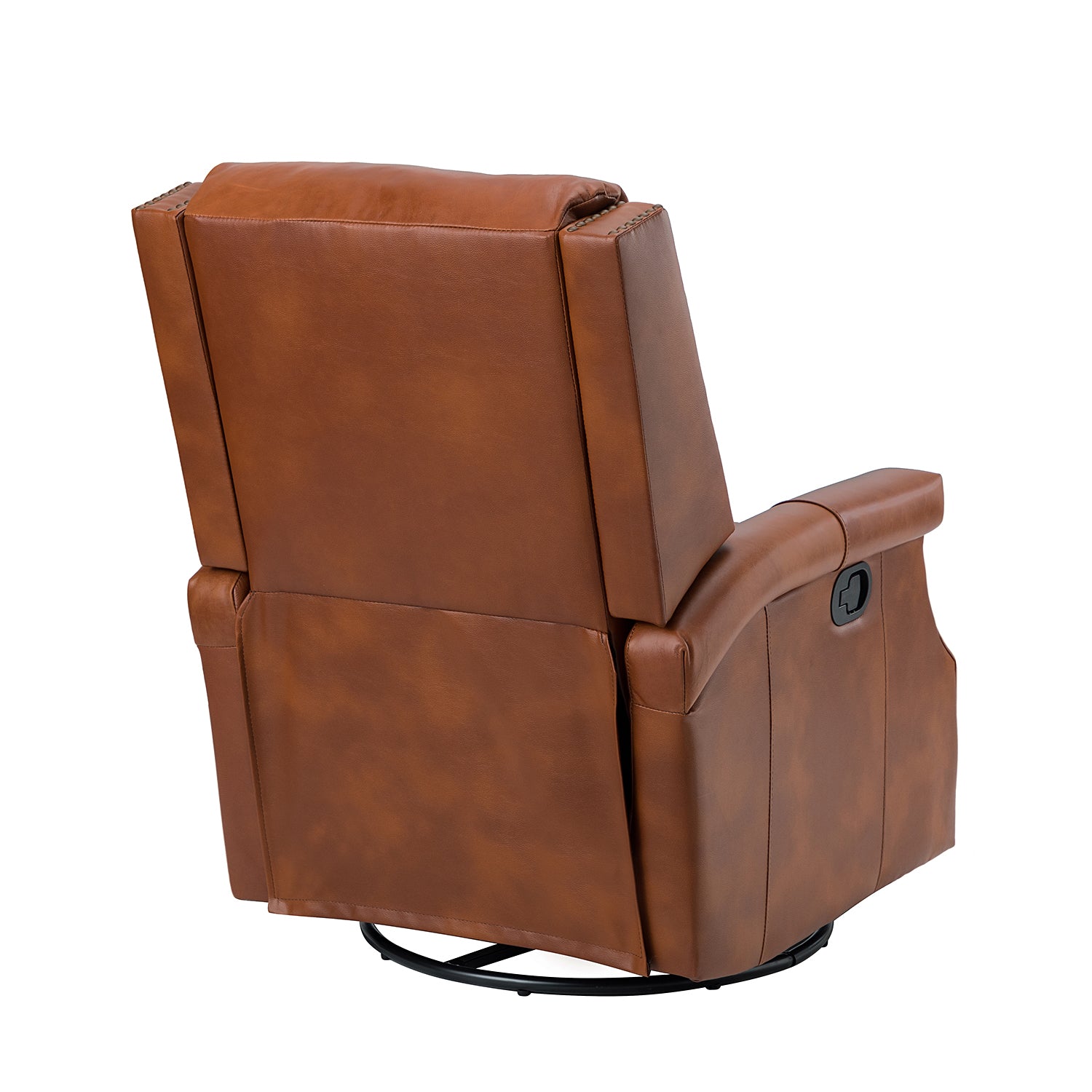 Louise Genuine Leather Swivel Rocker Recliner in Saddle