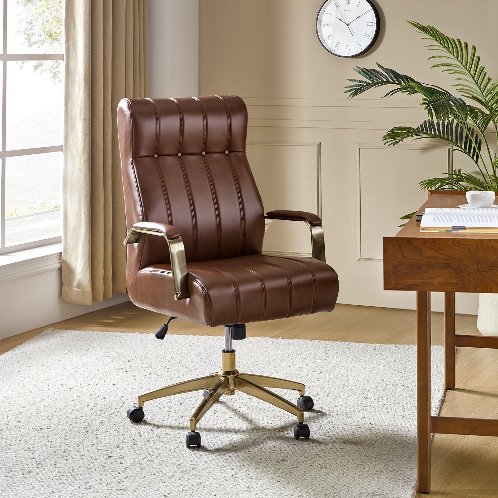 Conan Leather Ergonomic Executive Office Chair in Brown