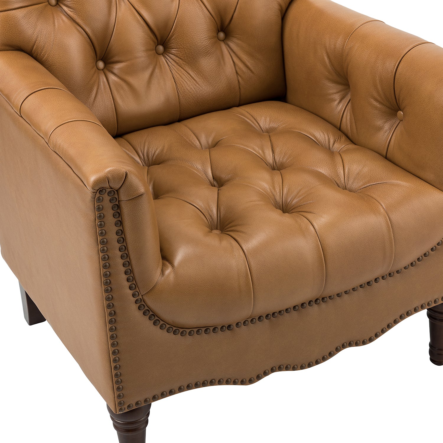 Elijah Genuine  Leather Armchair in Camel