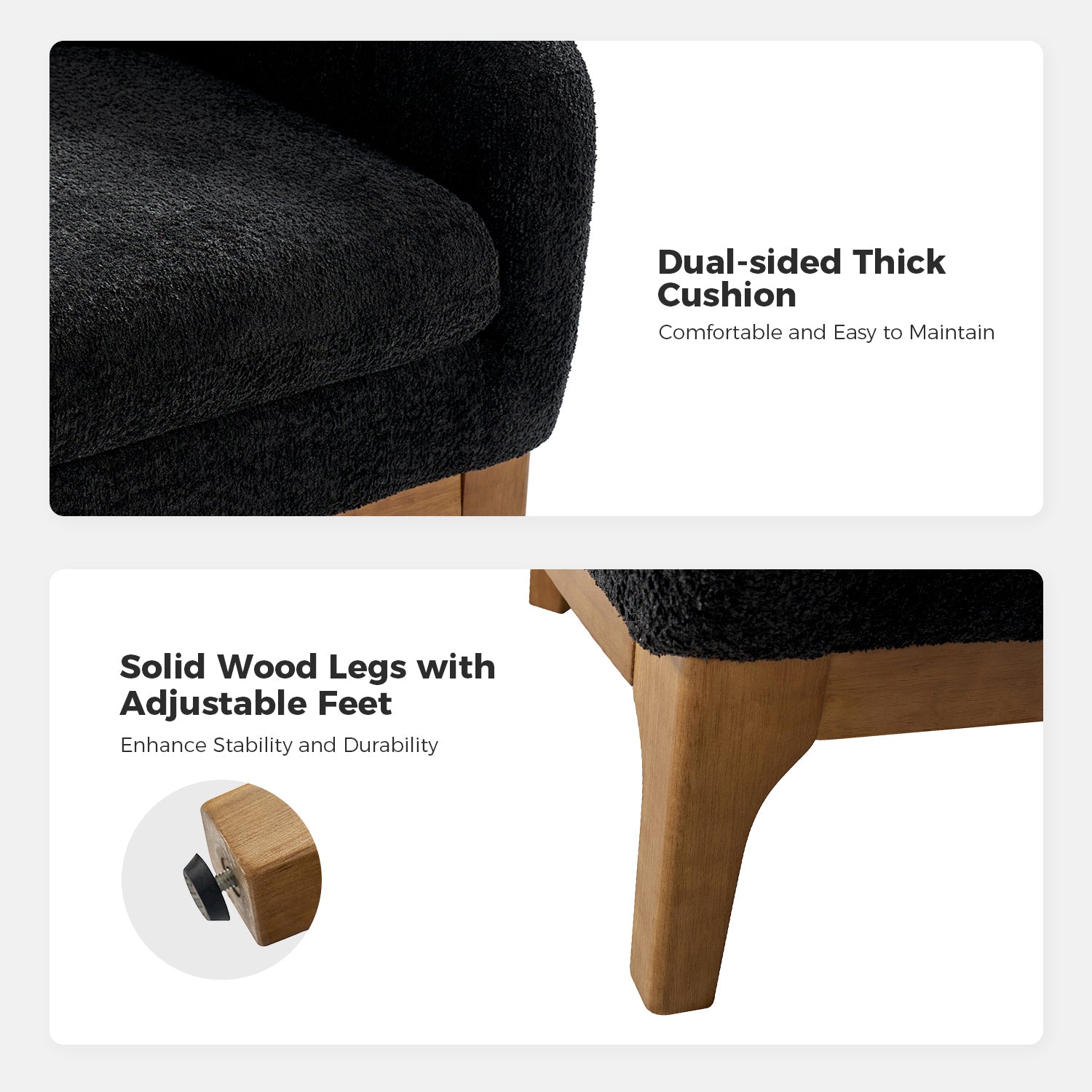 Joseph Boucle Armchair Chair in Black