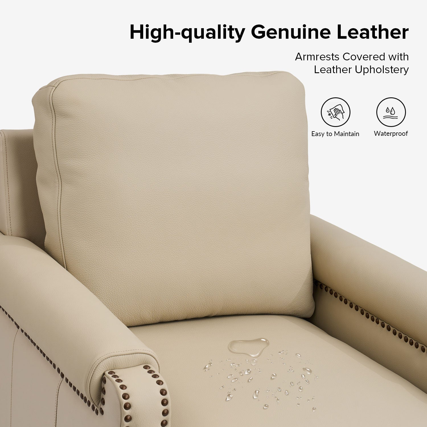 Raimund Genuine Leather Armchair in Beige