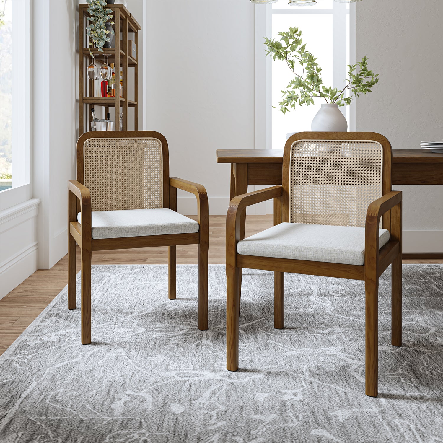 Antoine Ratten Dining Chair Set of 2 in Acorn