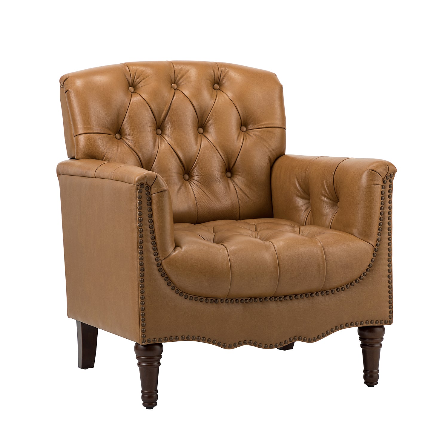 Elijah Genuine  Leather Armchair in Camel