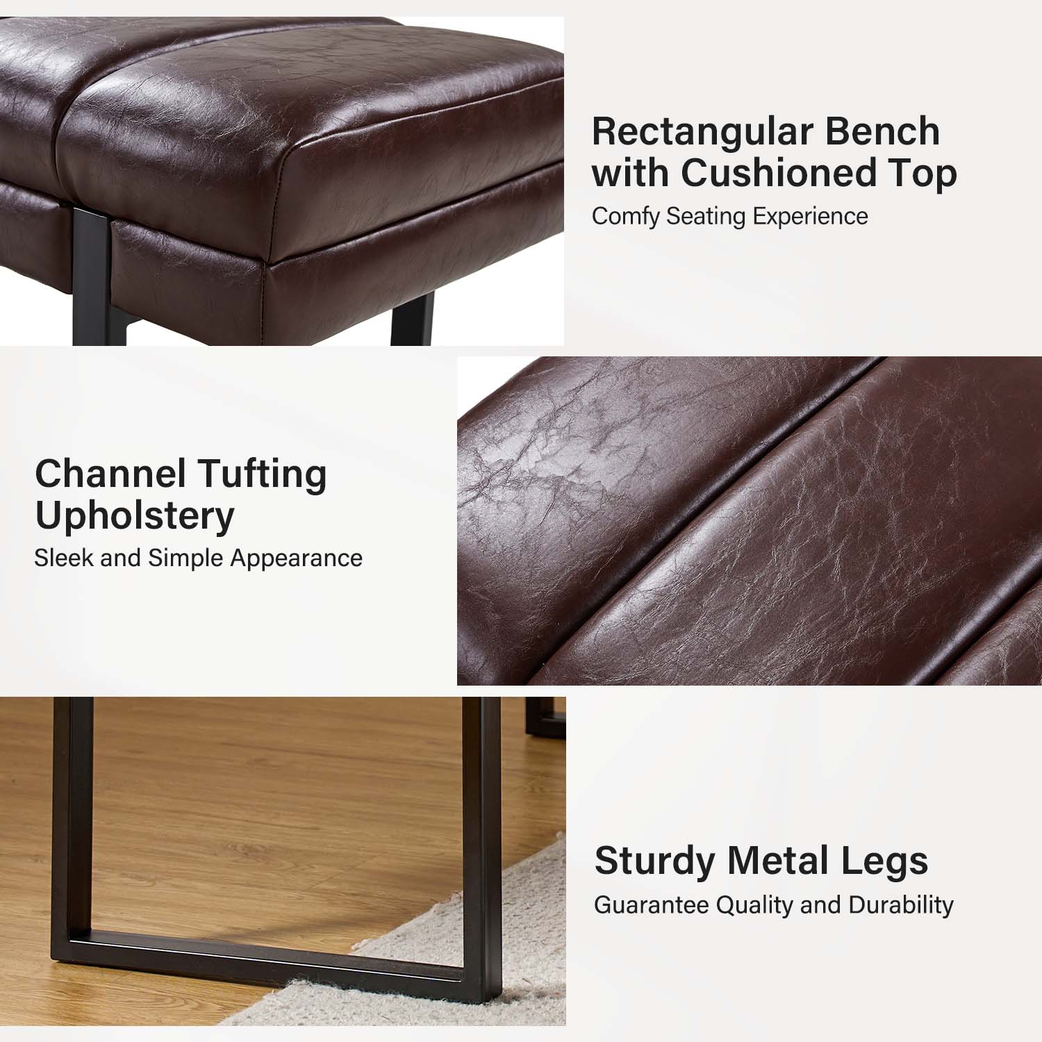 Laurg Upholstered Bench in Brown