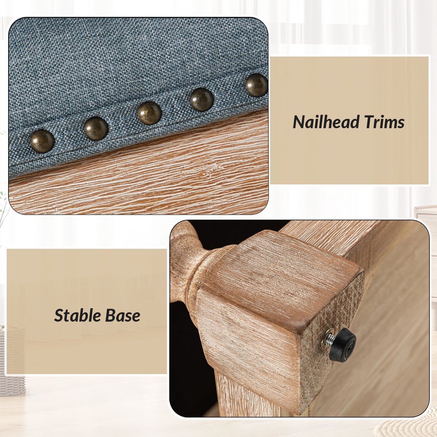 Jordan Upholstered Storage Ottoman in Blue