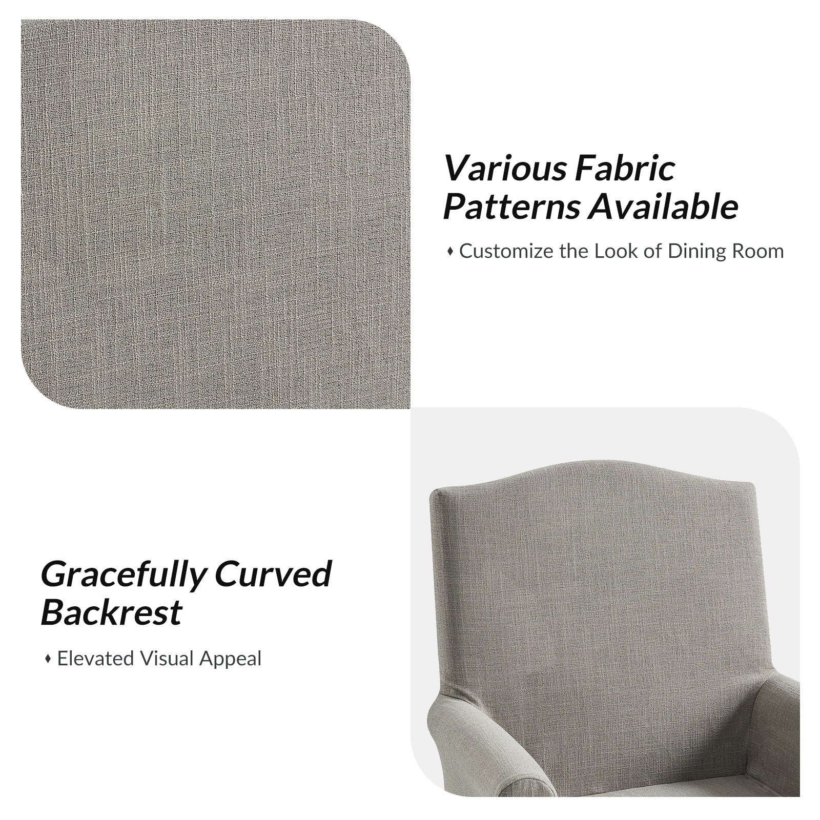 Kanrad Slipcover Dining Chair with Casters in Grey