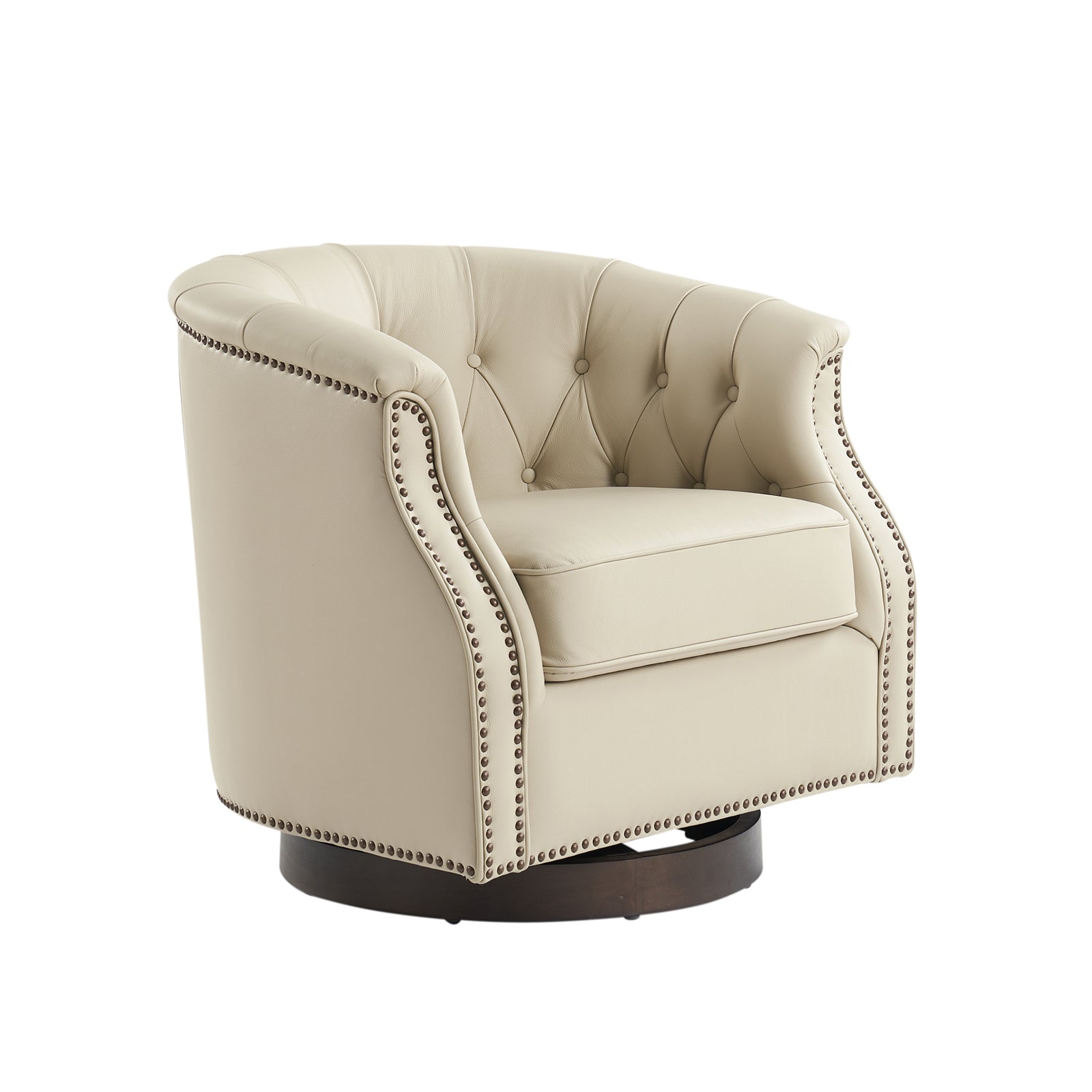Veitin Chesterfield Rocker and Swivel Genuine Leather Chair in White