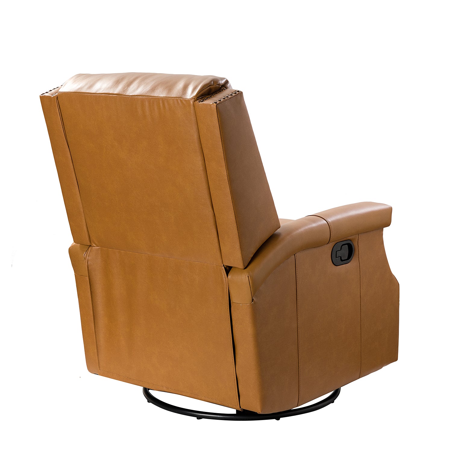 Louise Genuine Leather Swivel Rocker Recliner in Camel