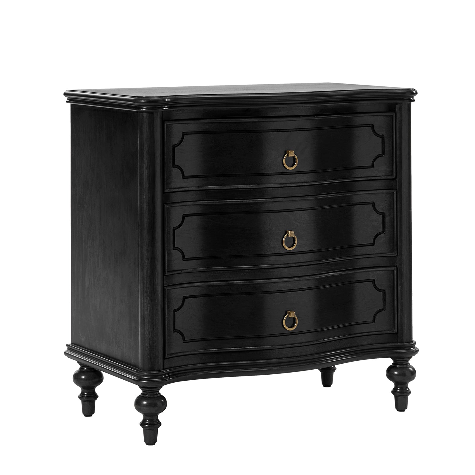 Alois 3-Drawer Nightstand in Black