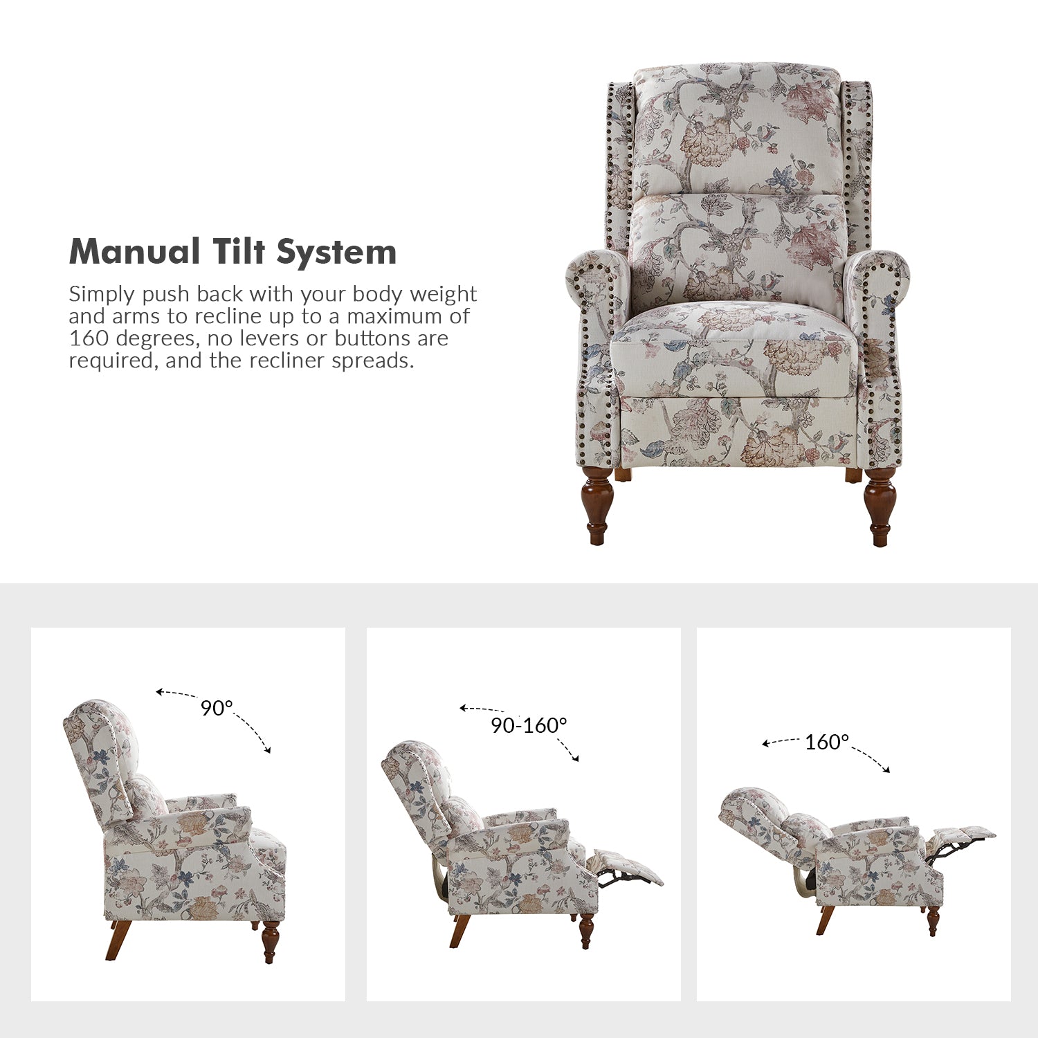 Rosalie Manual Recliner in Navy