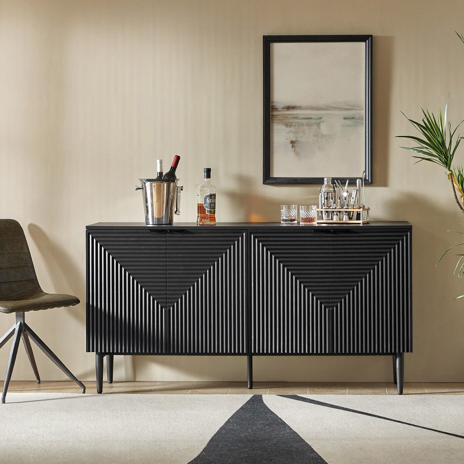Burkart 4 Door Sideboard in Black
