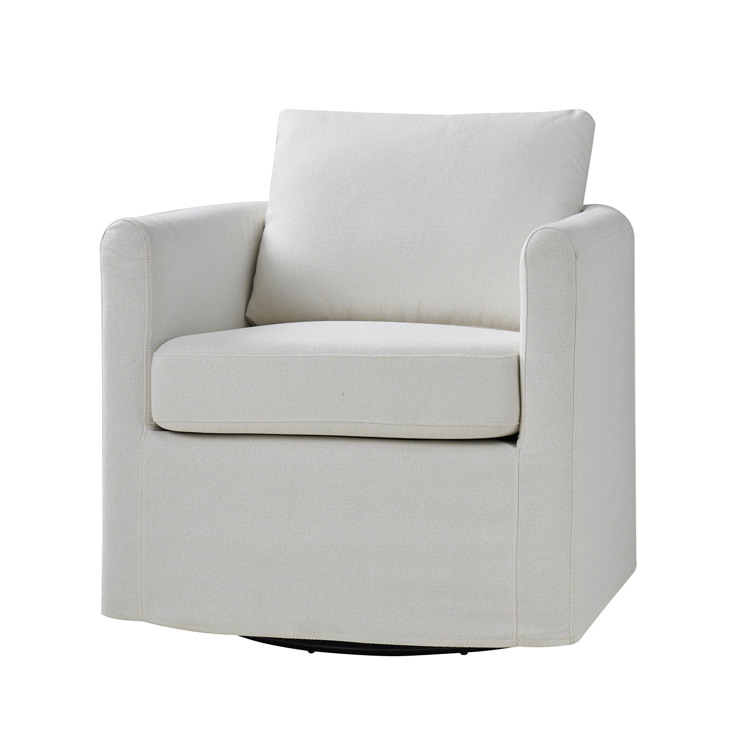 Asser Slipcovered Swivel Chair in White