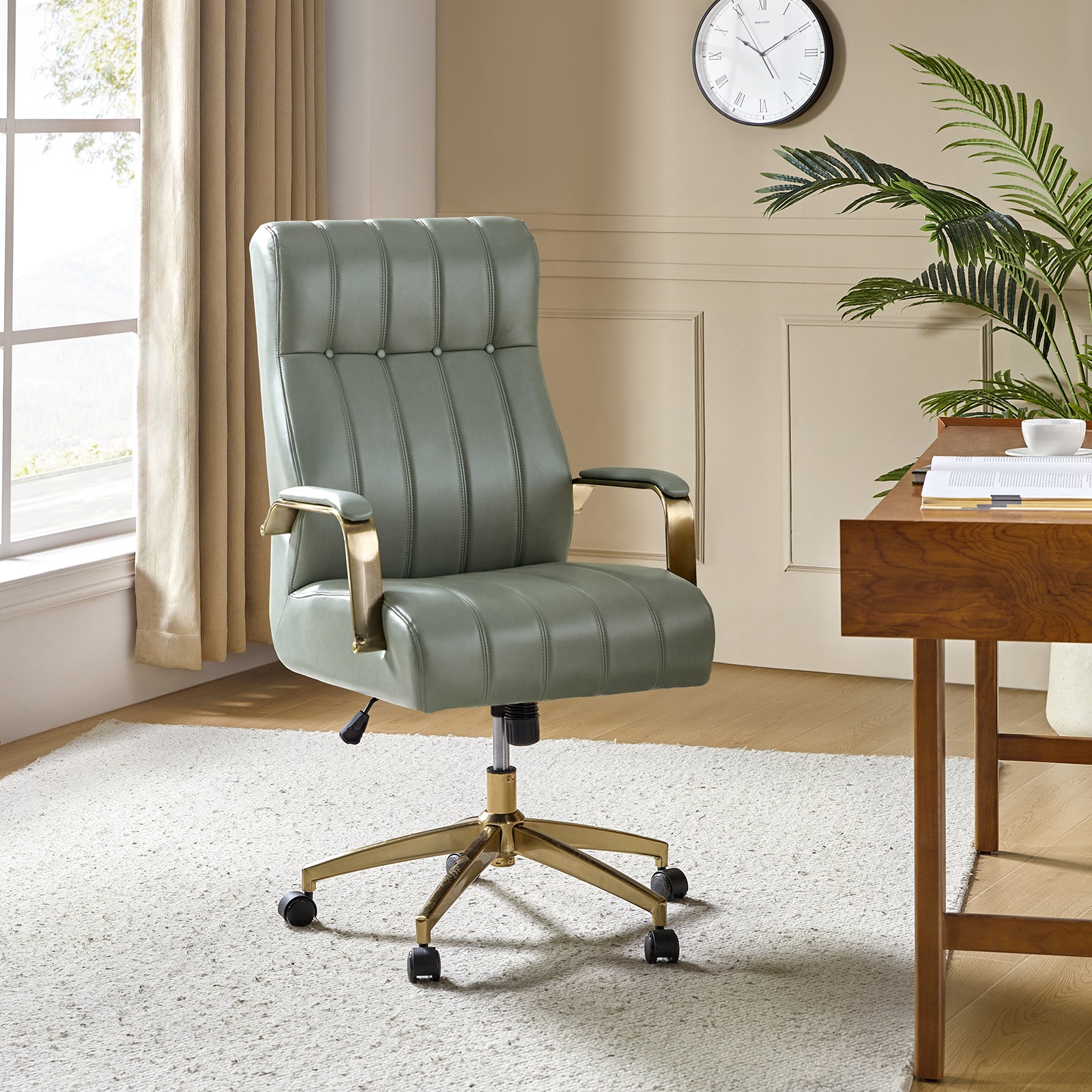 Conan Leather Ergonomic Executive Office Chair in Sage