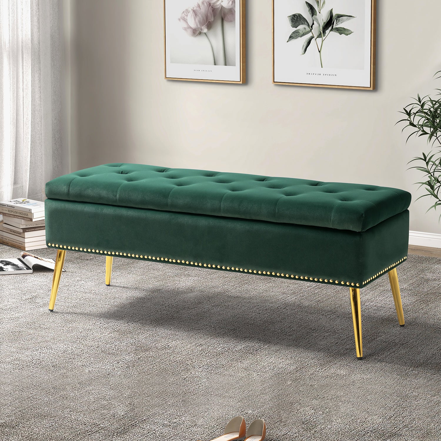 Achilles Storage Bench in Green