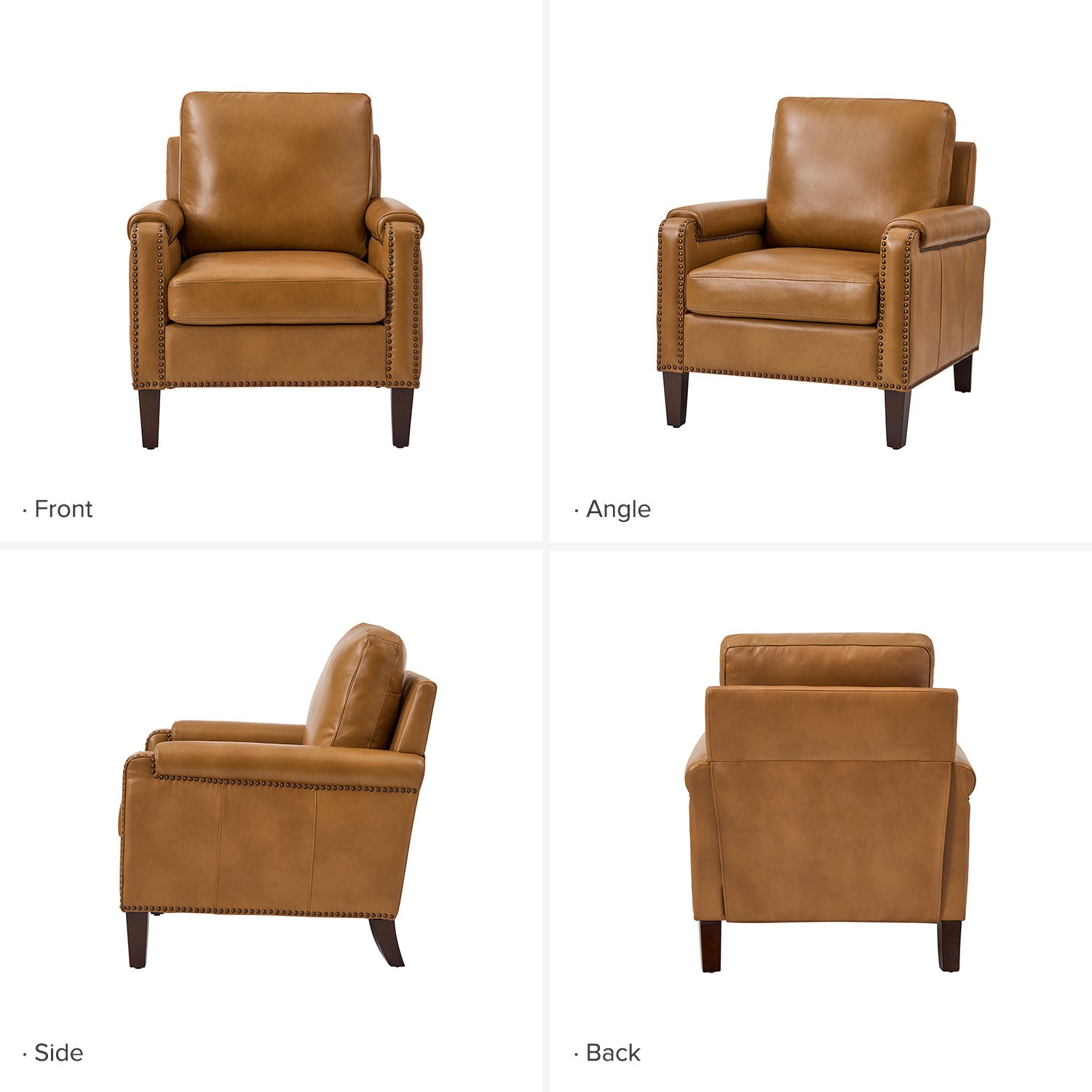 Raimund Genuine Leather Armchair in Camel