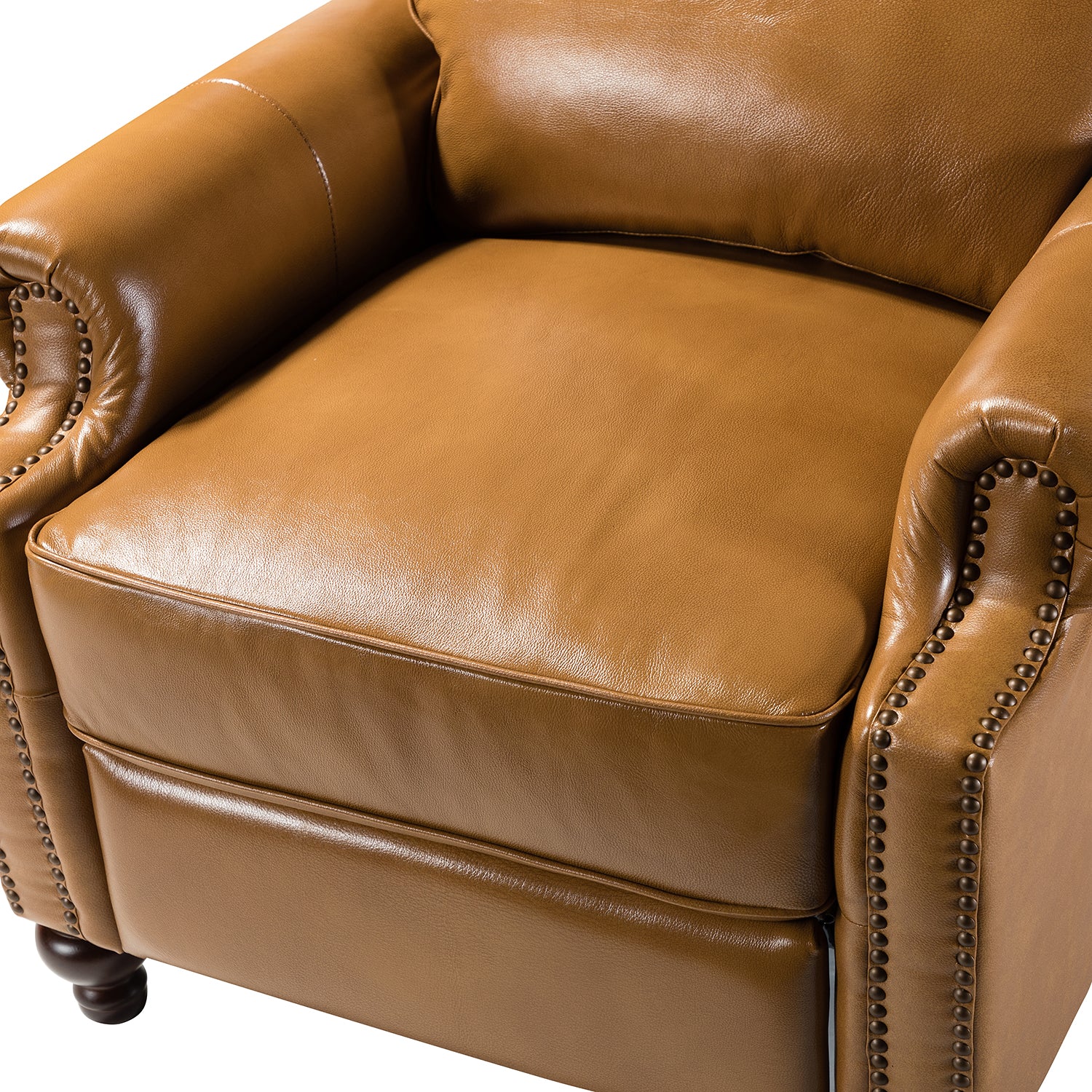 Franco Genuine Leather Recliner in Camel