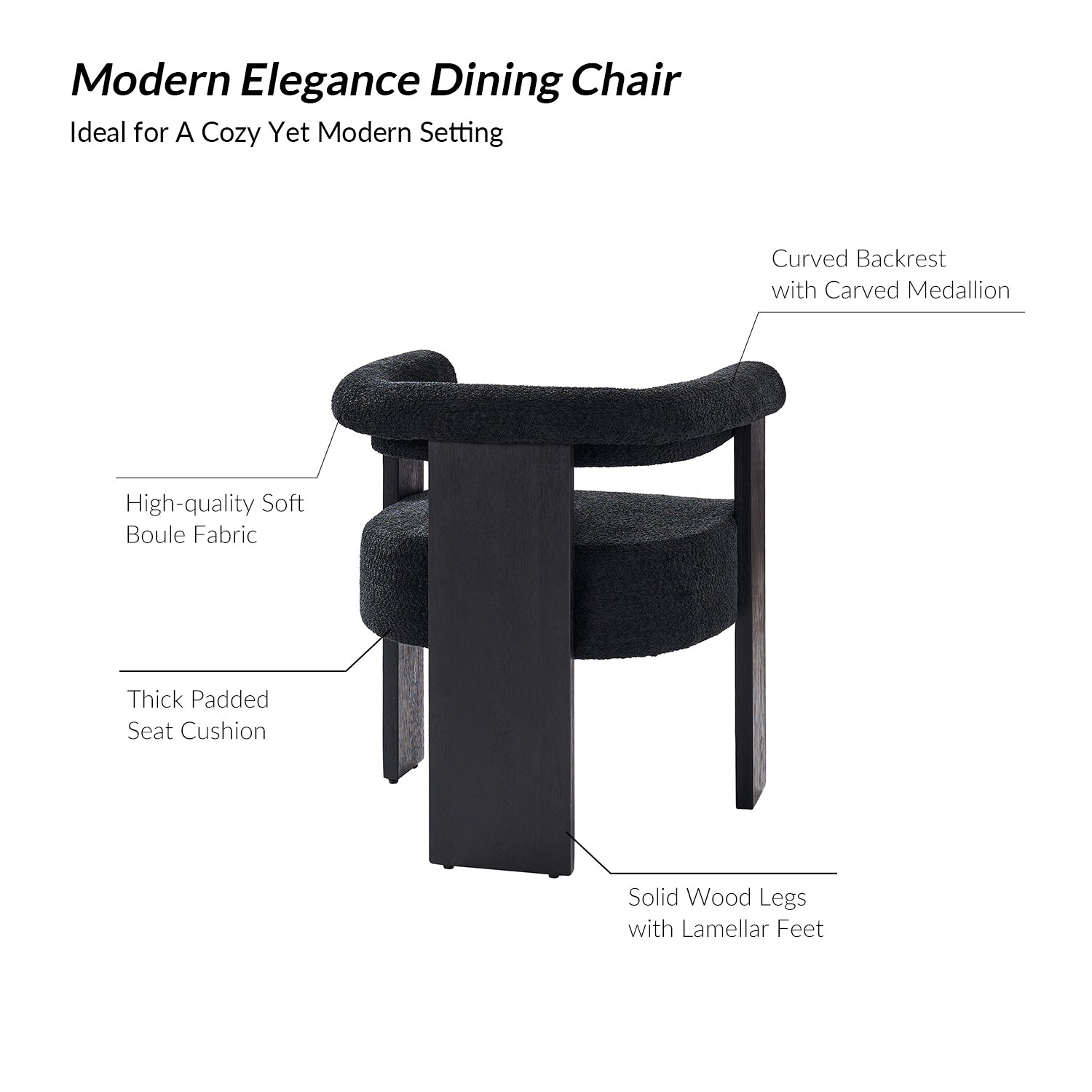 Eduard Boucle Dining Chair in Black