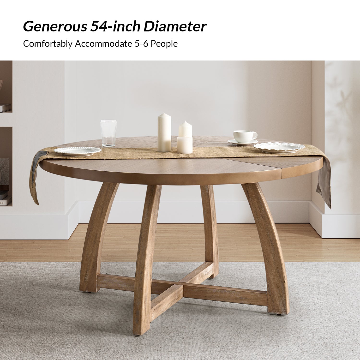 Miranda Solid Wood Round Dining Table in Natural
