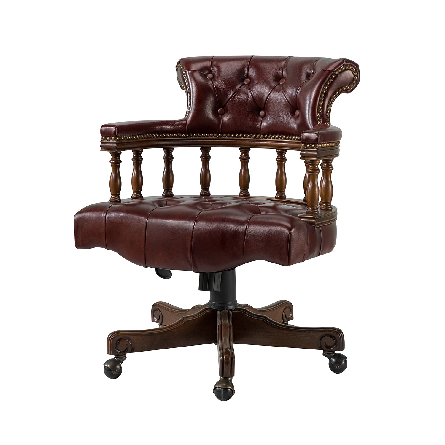 Uberto Genuine Leather Executive Chair in Burgundy