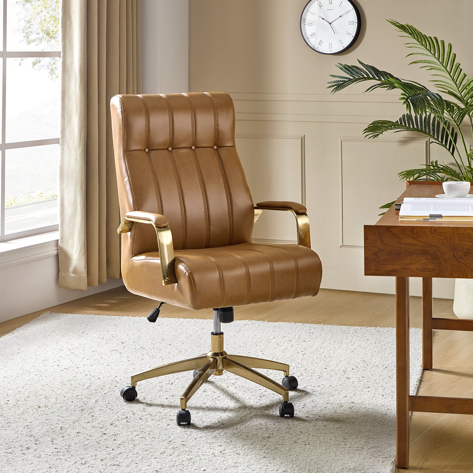 Conan Leather Ergonomic Executive Office Chair in Camel