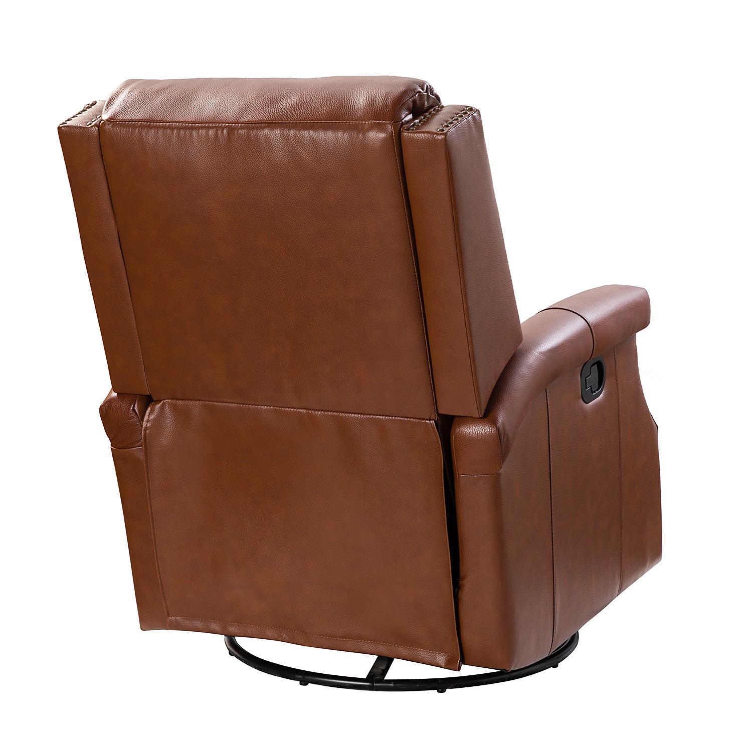 Louise Genuine Leather Swivel Rocker Recliner in Brown