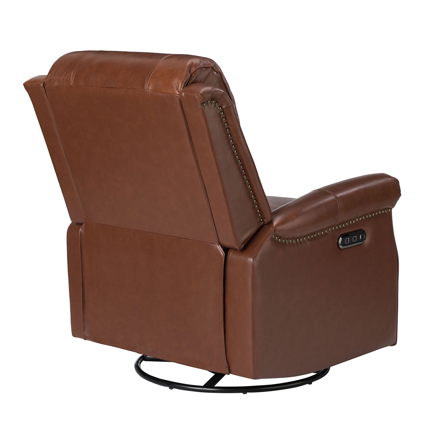 Kaietan Genuine Leather Power Rocking Recliner in Brown