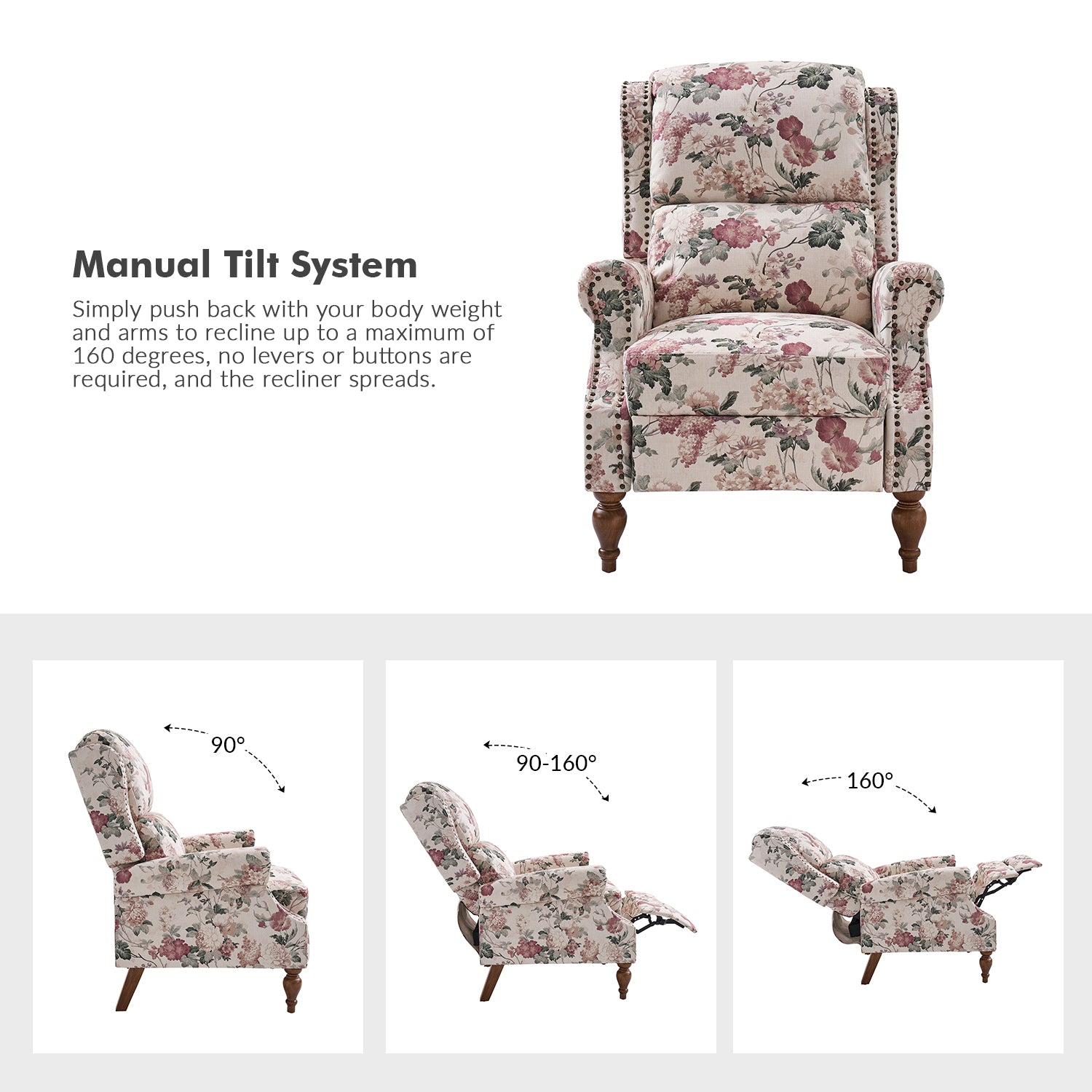 Rosalie Manual Recliner in Floral