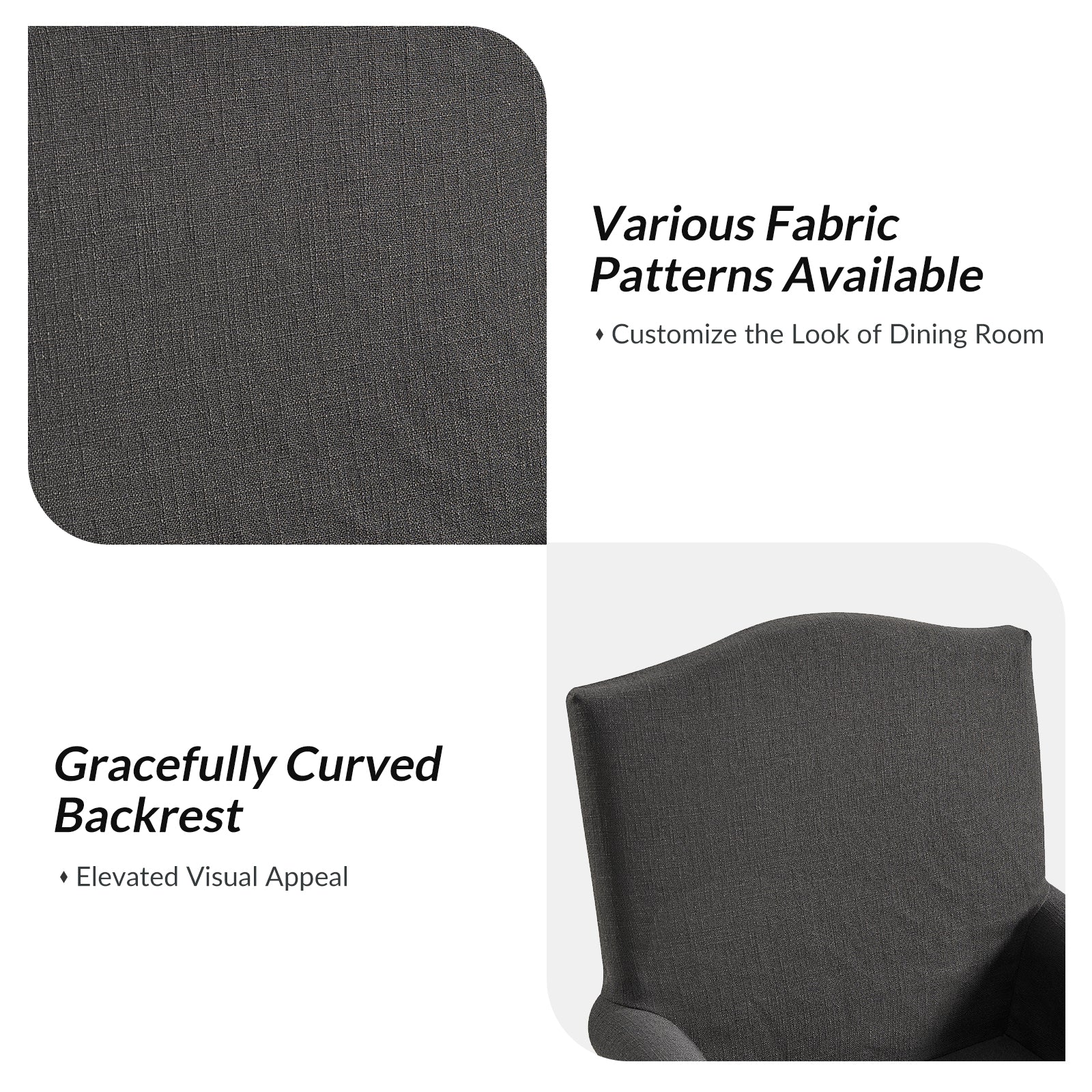 Kanrad Slipcover Dining Chair with Casters in Charcoal