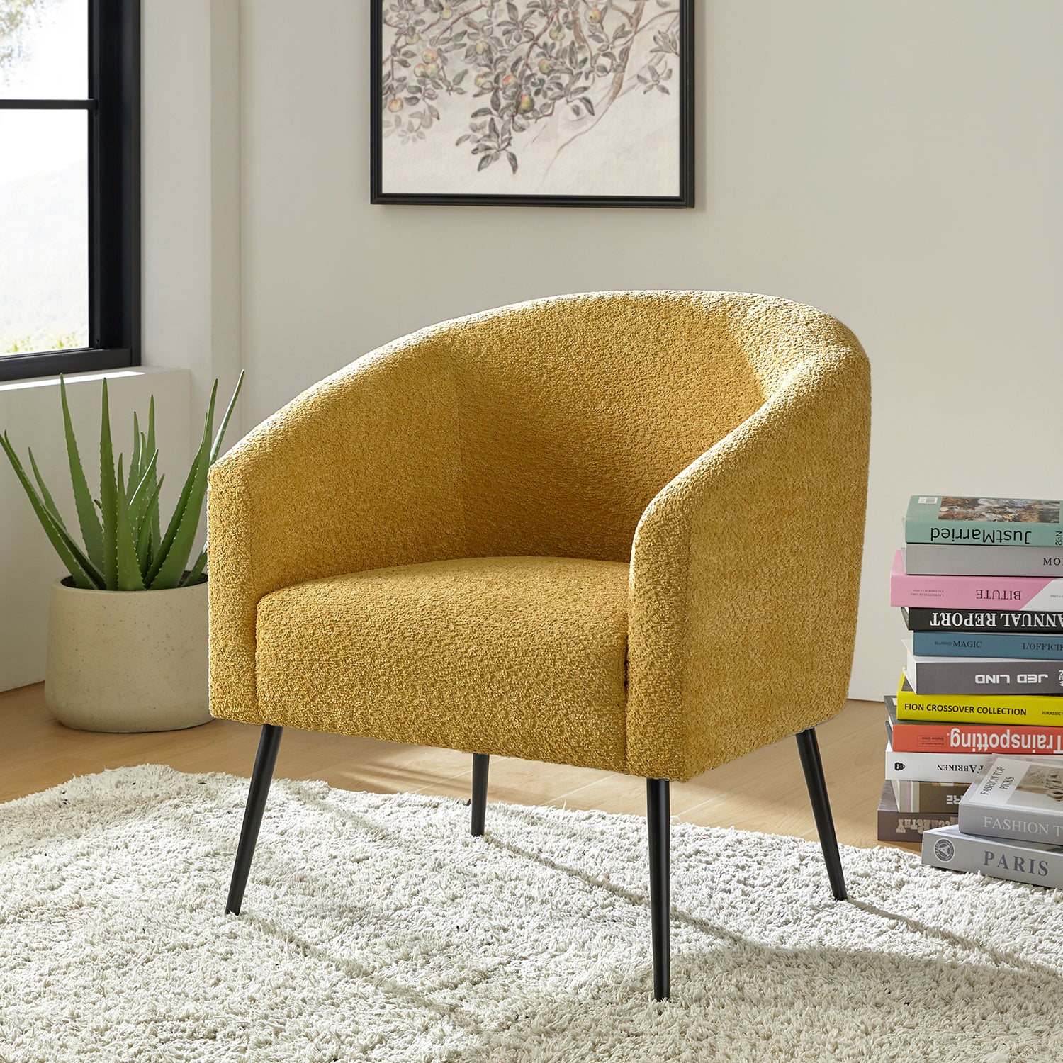 George Modern Boucle Armchair in Yellow