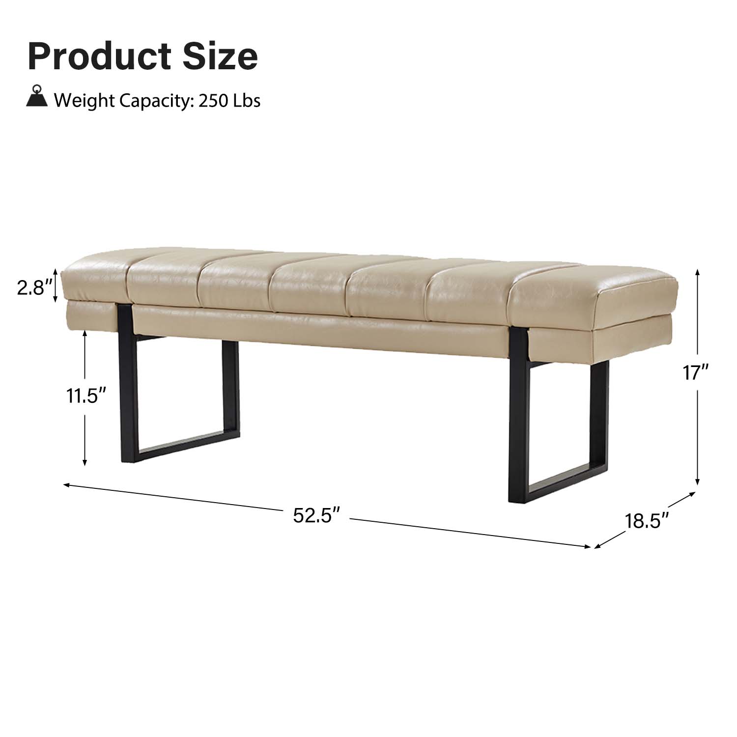 Laurg Upholstered Bench in Beige