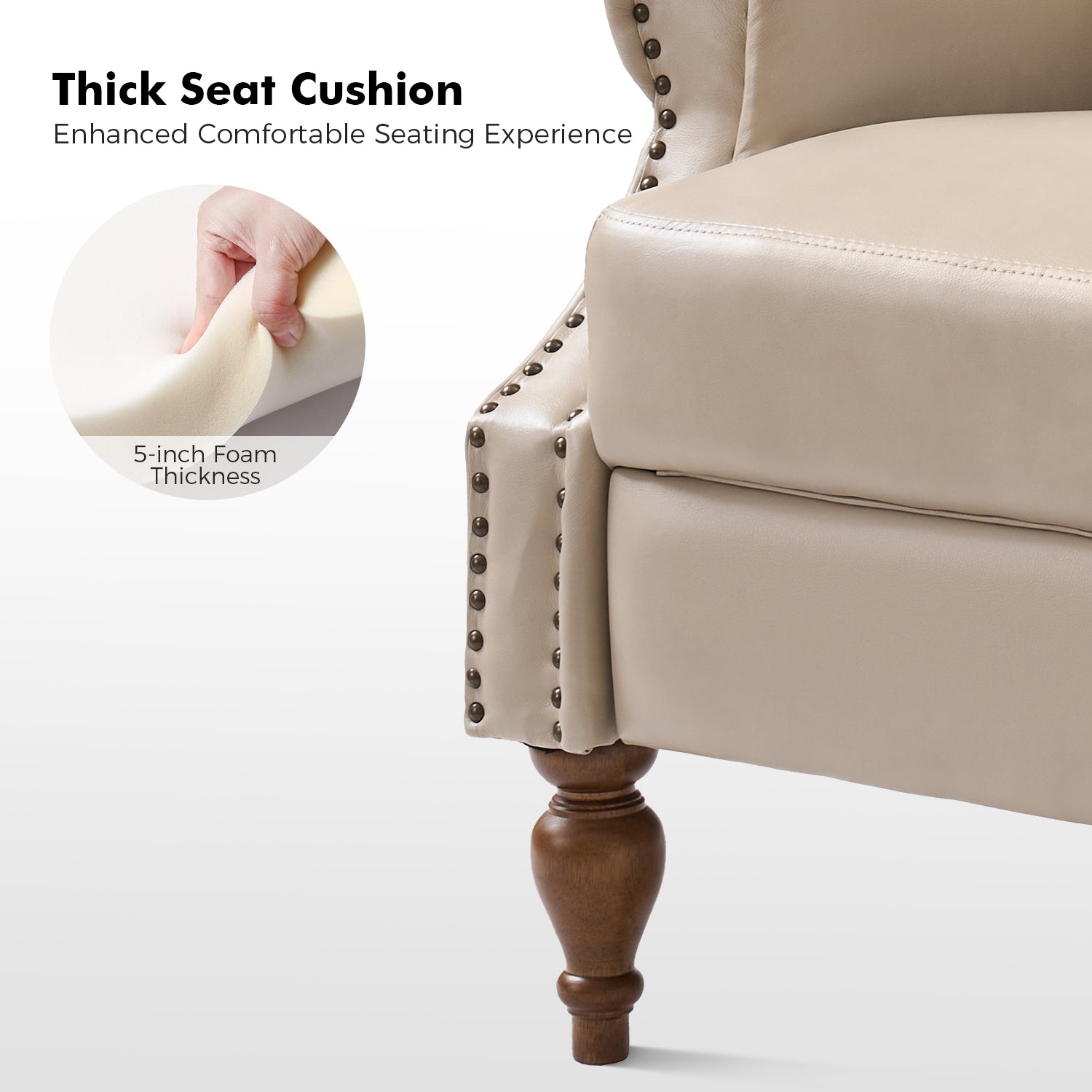 Rosalie Vegan Leather Manual Recliner in Beige