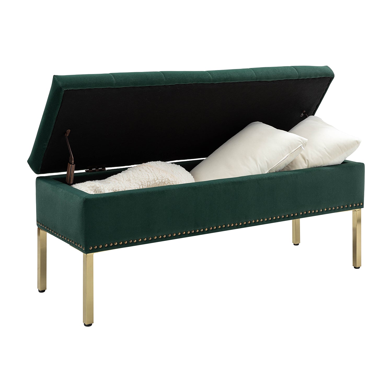 Fabio Upholstered Flip Top Storage Bench in Green