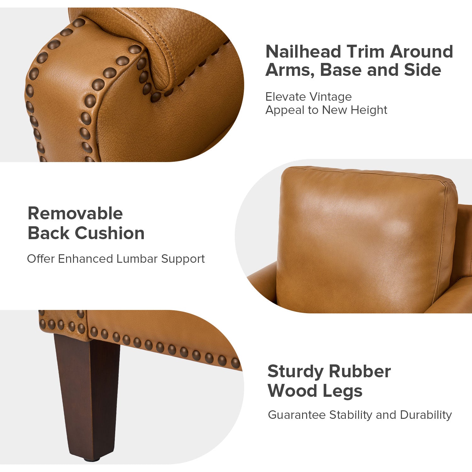 Raimund Genuine Leather Armchair in Camel