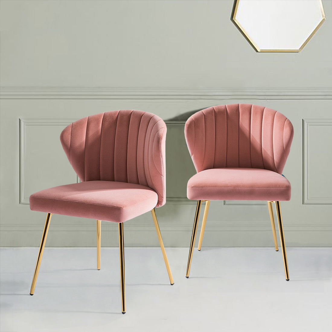 Milia Dining Chair Set of 2 in Pink