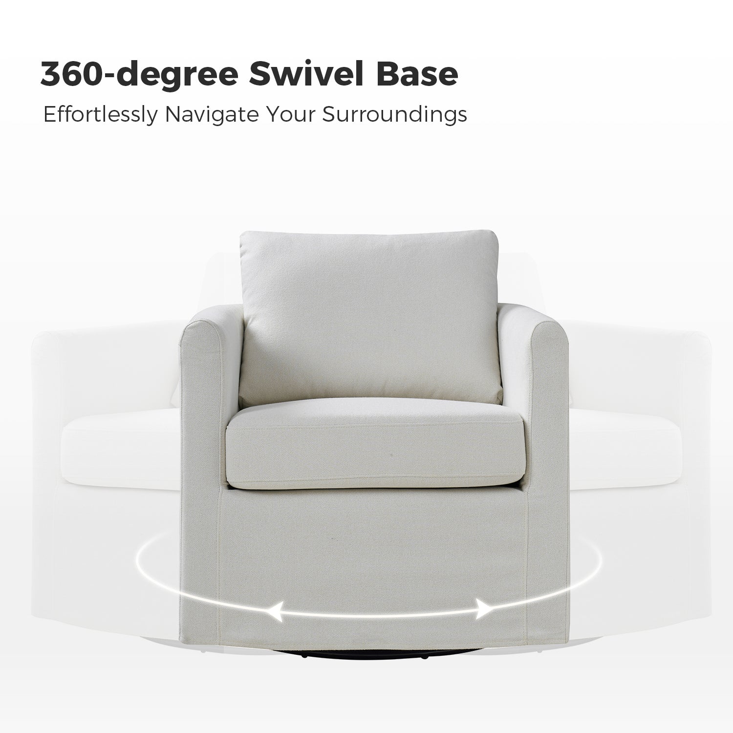 Asser Slipcovered Swivel Chair in White