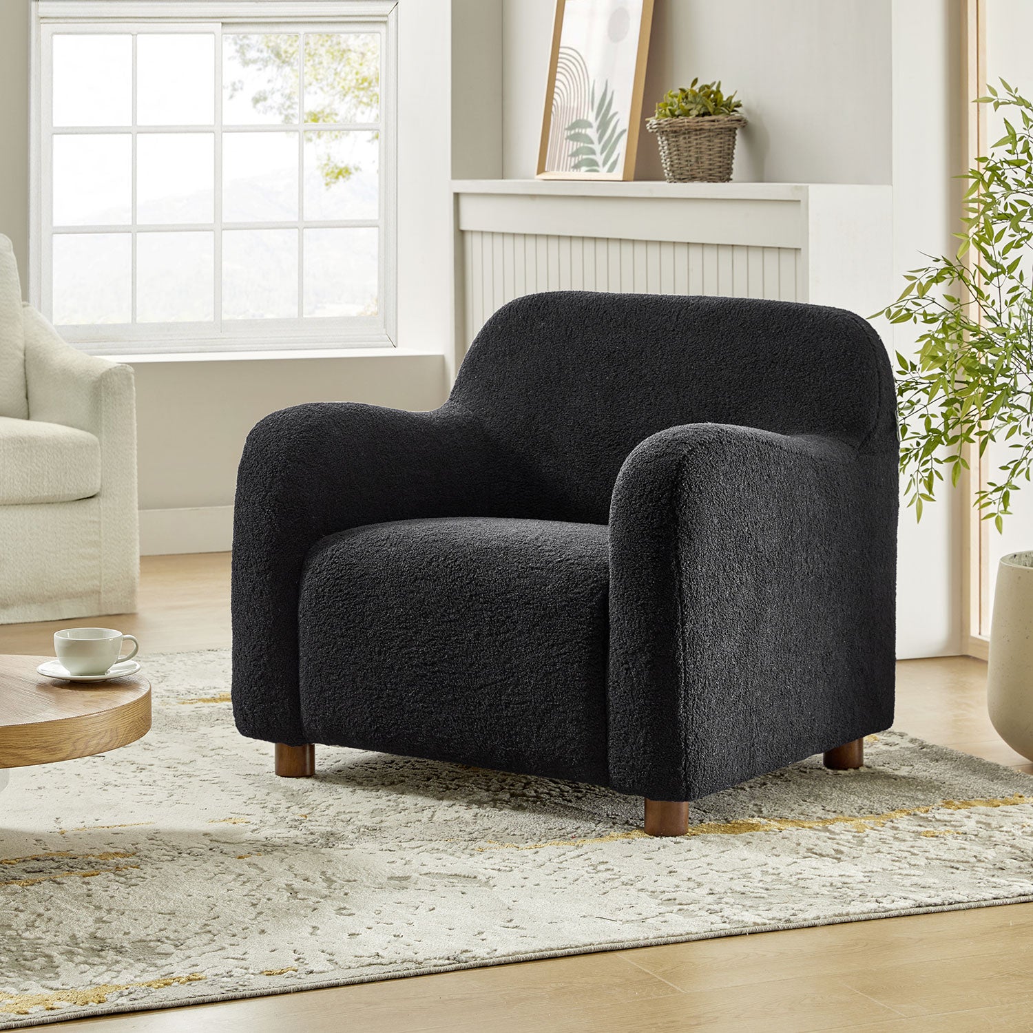 Bernie Boucle Upholstered Armchair in Black