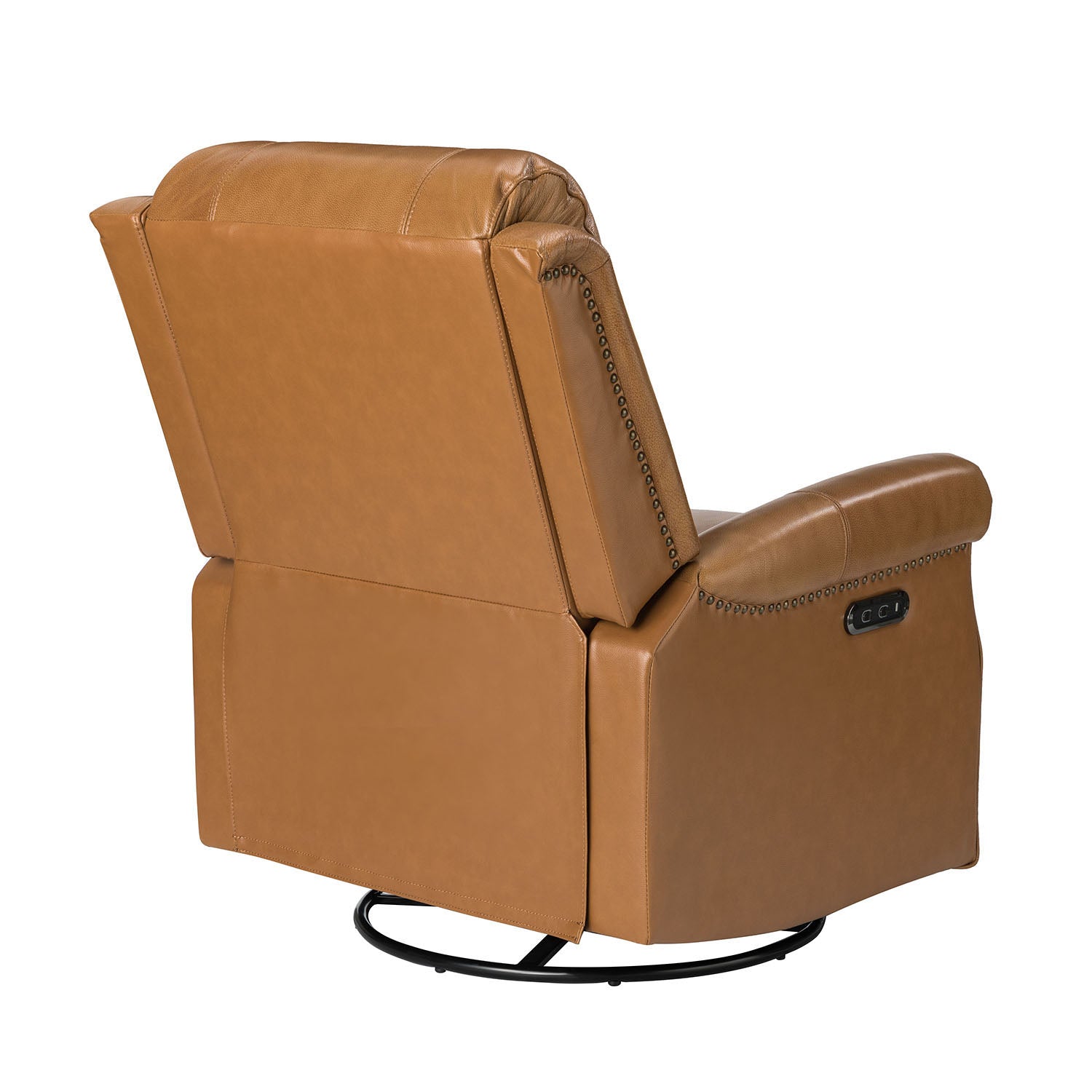 Kaietan Genuine Leather Power Rocking Recliner in Camel