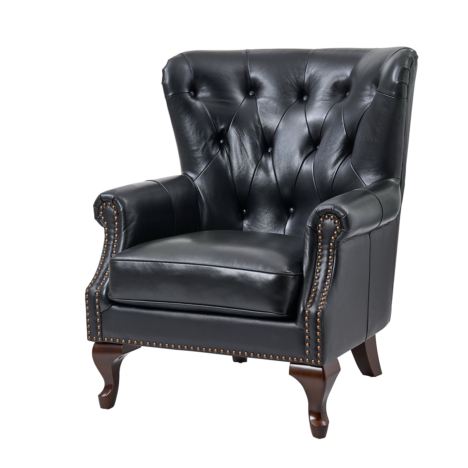 Anthony Genuine Leather Armchair in Black