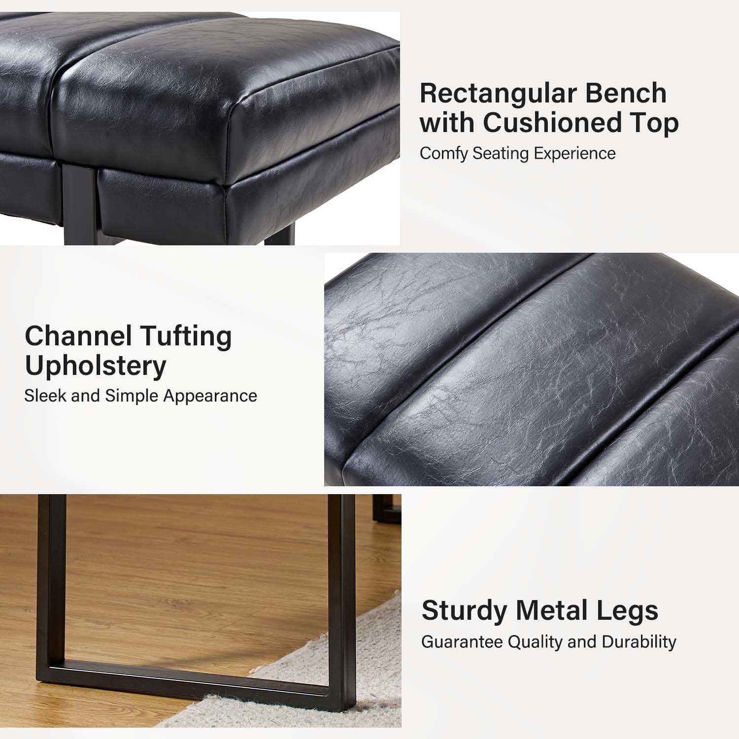 Laurg Upholstered Bench in Black